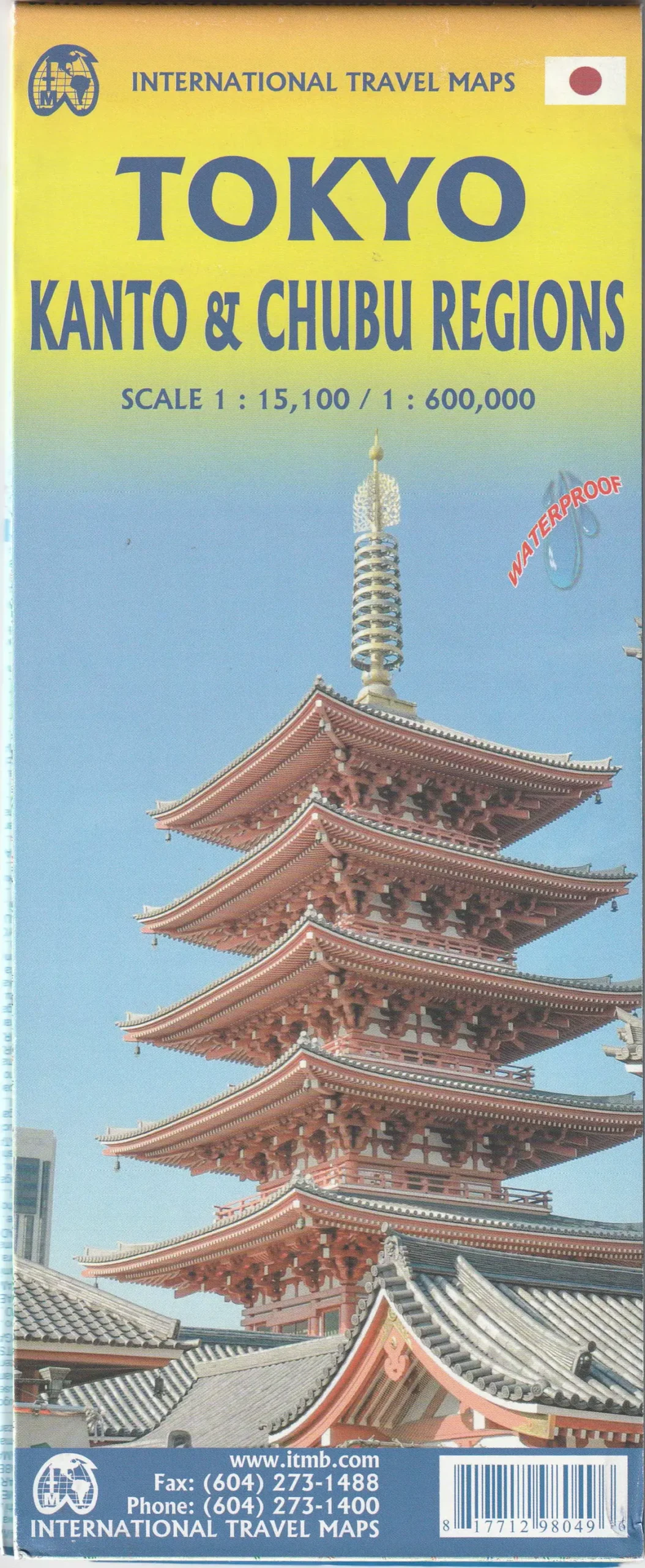 Tokyo - Kanto And Chubu Regions Waterproof Map 1:15,100/1:600,000 [Map] Itmb Publishing Ltd 1
