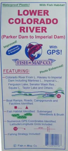 Lower Colorado River Fish-N-Map [Improved Photo Enhanced Waterproof & Tearproof With Gps!] Parker Dam To Imperial Dam 1
