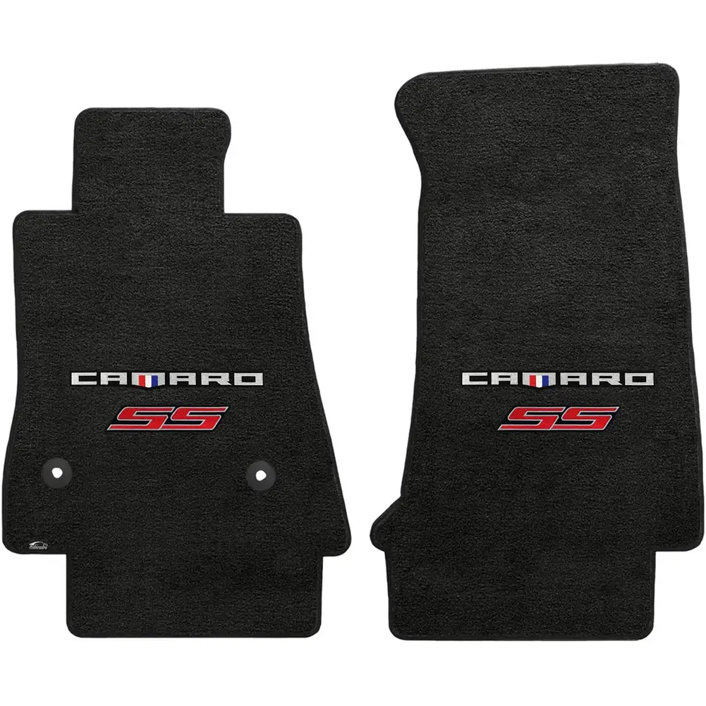 2016-2024 Camaro 2Pc Lloyds Mats Velourtex Camaro : Ebony Ss Red Double Logo 1