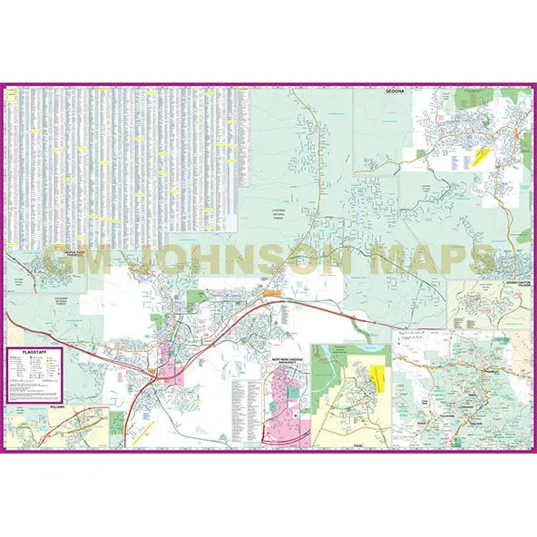 City Street Map Flagstaff Prescott Sedona Dry Erase Laminated [Map] G. M. Johnson 1