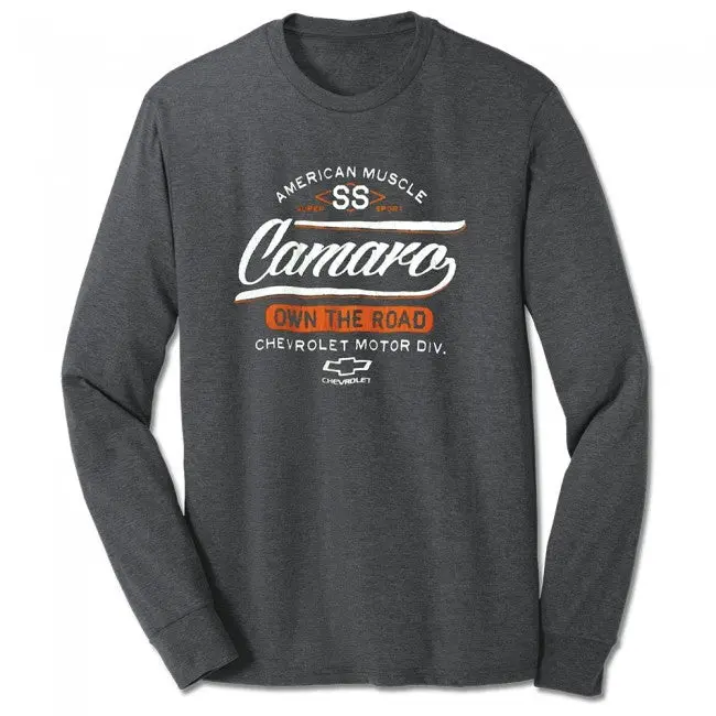Camaro Ss Own The Road Long Sleeve Tee : Heather Dark Gray 1