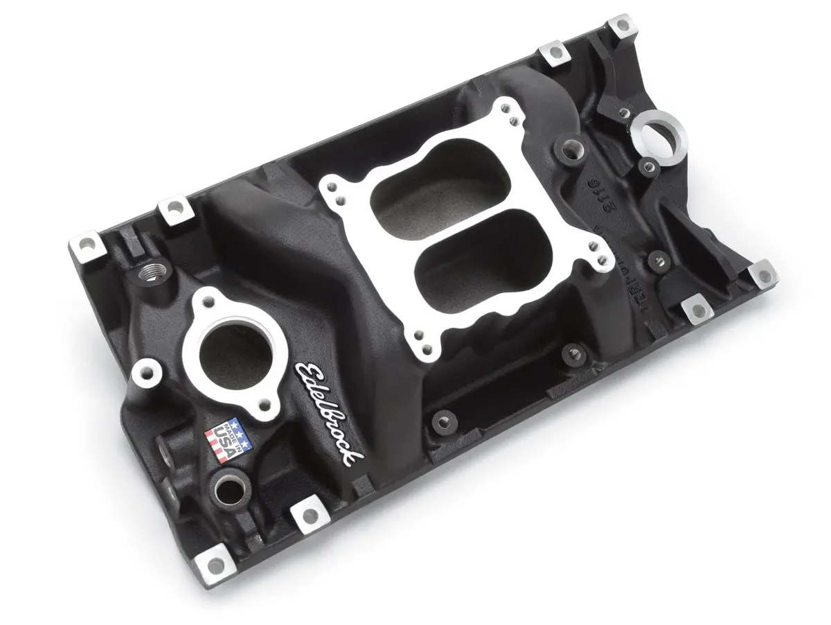 Edelbrock 21163 Performer Vortec Intake Manifold – Carbureted, Cast Aluminum 1